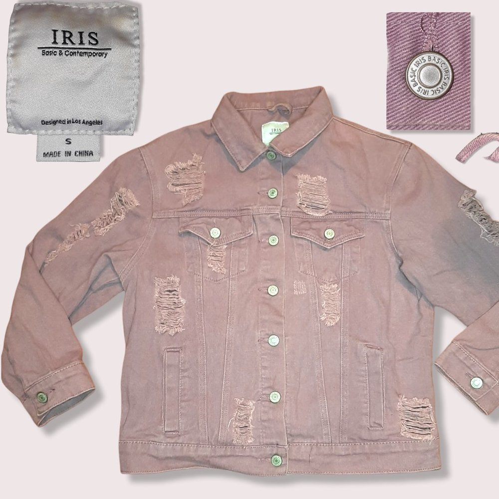 Purple Ripped Jean Jacket